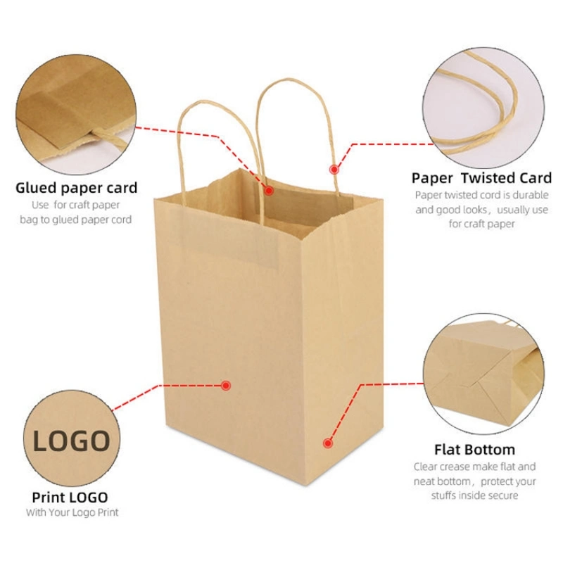 Chinese Suppily Custom Printed Small Papier Kraft Brown Kraft Paper Shopping Gift Bags