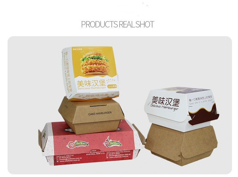 Custom Burger Supplier Eco Friendly Recyclable Logo Printing Biodegradable Takeaway Hamburger Boxes