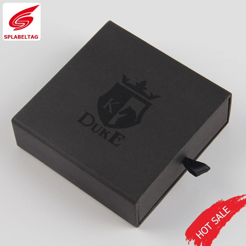 China Wholesale Custom Brand Logo Watch Jewelry Black Card Paper Drawer Box