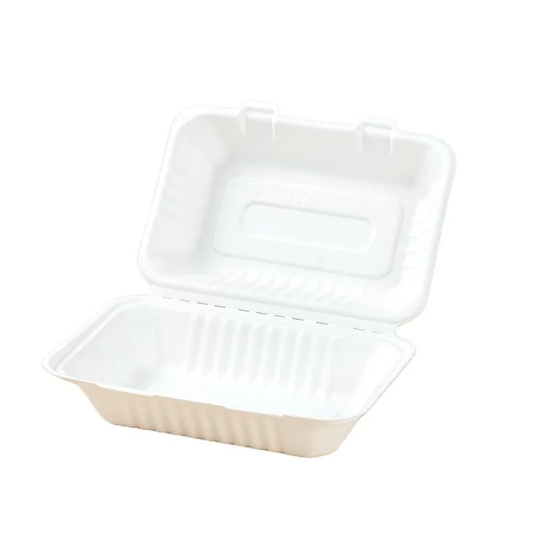 New Year Sales Disposable Takeaway Paper Clamshell Sugarcane Bagasse Burger Meal Box