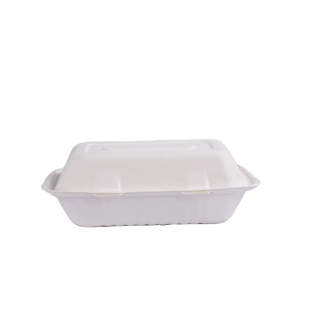 New Year Sales Disposable Takeaway Paper Clamshell Sugarcane Bagasse Burger Meal Box