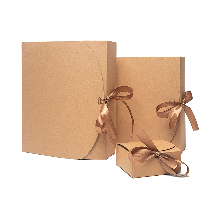 Luxury High Custom Logo Printed Closure Eco-Friendly Kraft Paper Jewelry Packaging Gift Box with Ribbon