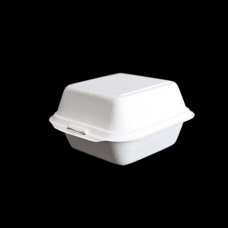 Disposable Biodegradable Paper Lunch Box Sugarcane Bagasse Clamshell Burger Take out Box