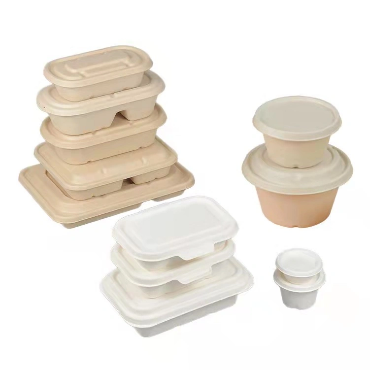 Eco Friendly Disposable Ice Cream Biodegradable Sugarcane Bagasse Compostable Paper Ramen Salad Food Bowl