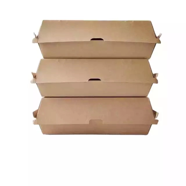 Food Packing Box Disposable Kraft Packing Burger Box with Custom Printed Hamburger Box