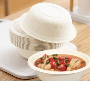 Wholesale 100% Bagasse Disposable Eco Friendly 800 Ml Paper Pulp Bowl