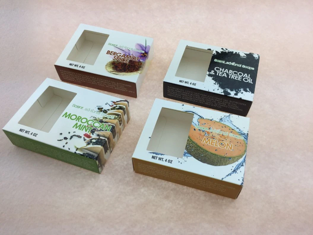 Custom Design Full Color Printing Brown Kraft Paper Small Handmade Soap Packaging Paper Box