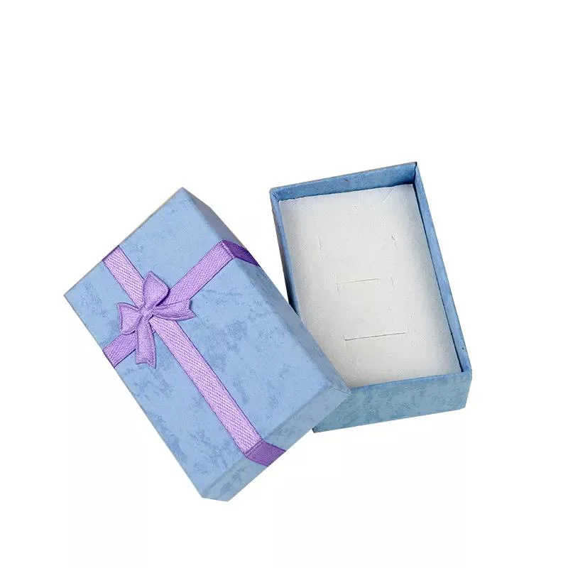 Custom Logo Small Jewelry Paper Packaging Gift Box Girls Earring Jewelry Mini Color Cheap Packing Storage Box with Ribbon