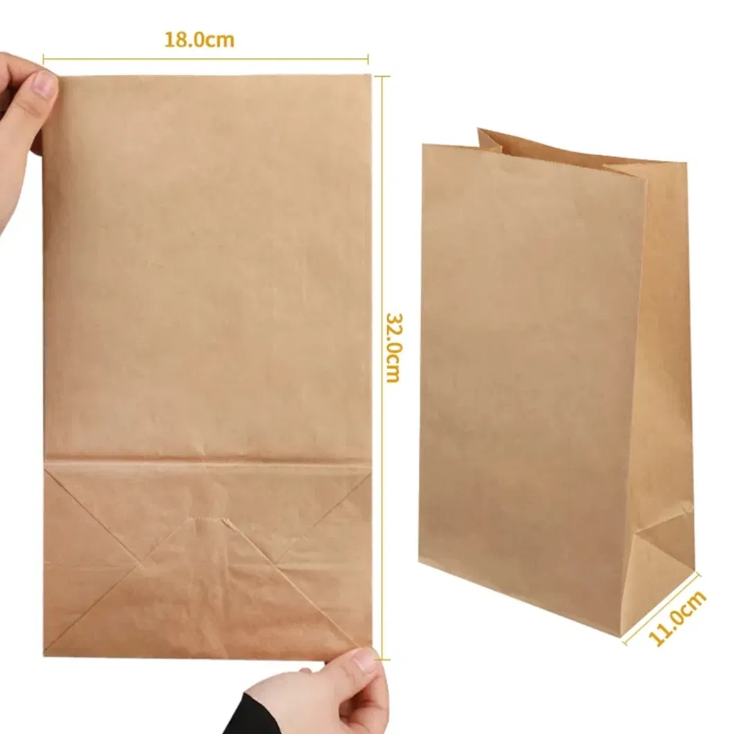 Custom for Food Grade Kraft Paper Lunch Bag Recycled Brown Paper Bag with Logo Printed Kraft Paper Lunch Bag