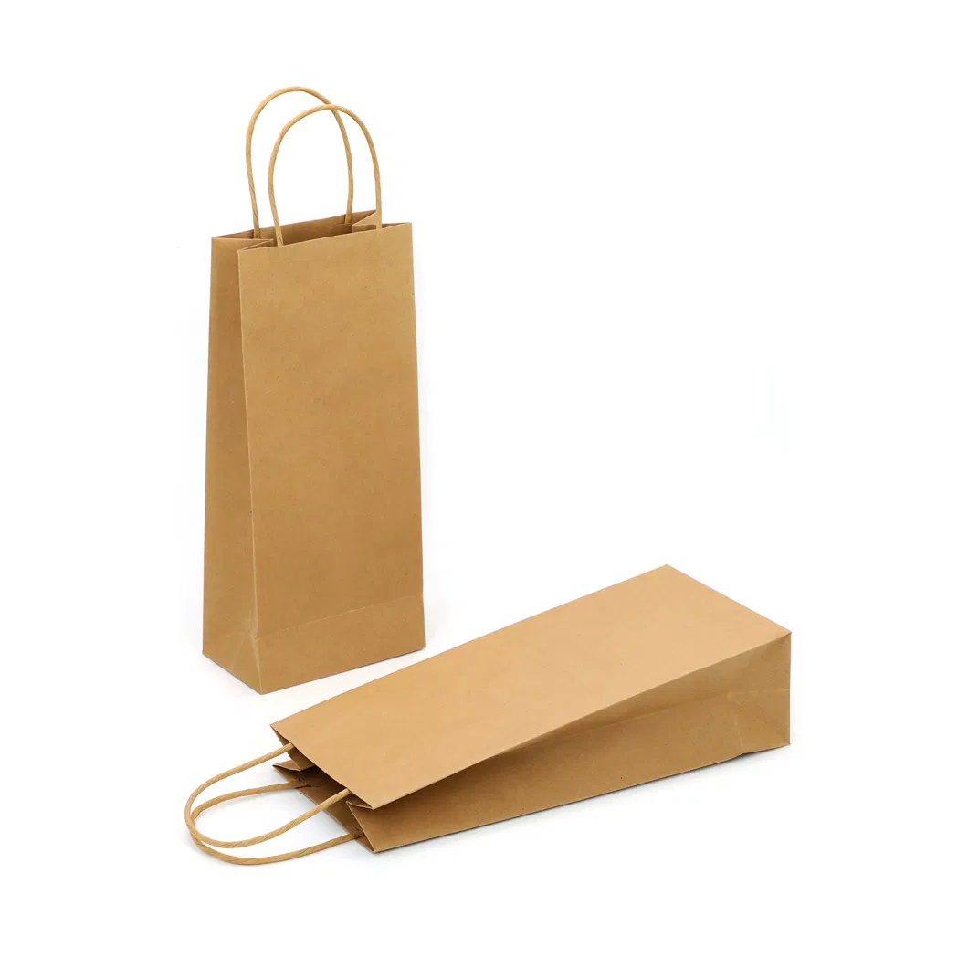 Cheap Wholesale Brown Kraft Paper Food Bag with Twisted Handle