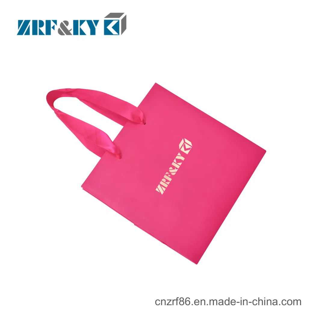 Custom Printed Fashion Cardboard Paper Shopping Bags with Ribbon Handles