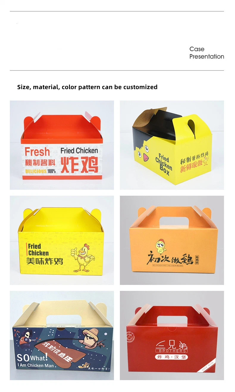 Custom White Cardboard Paper Fast Food Takeout Fried Chicken Packaging Boxes