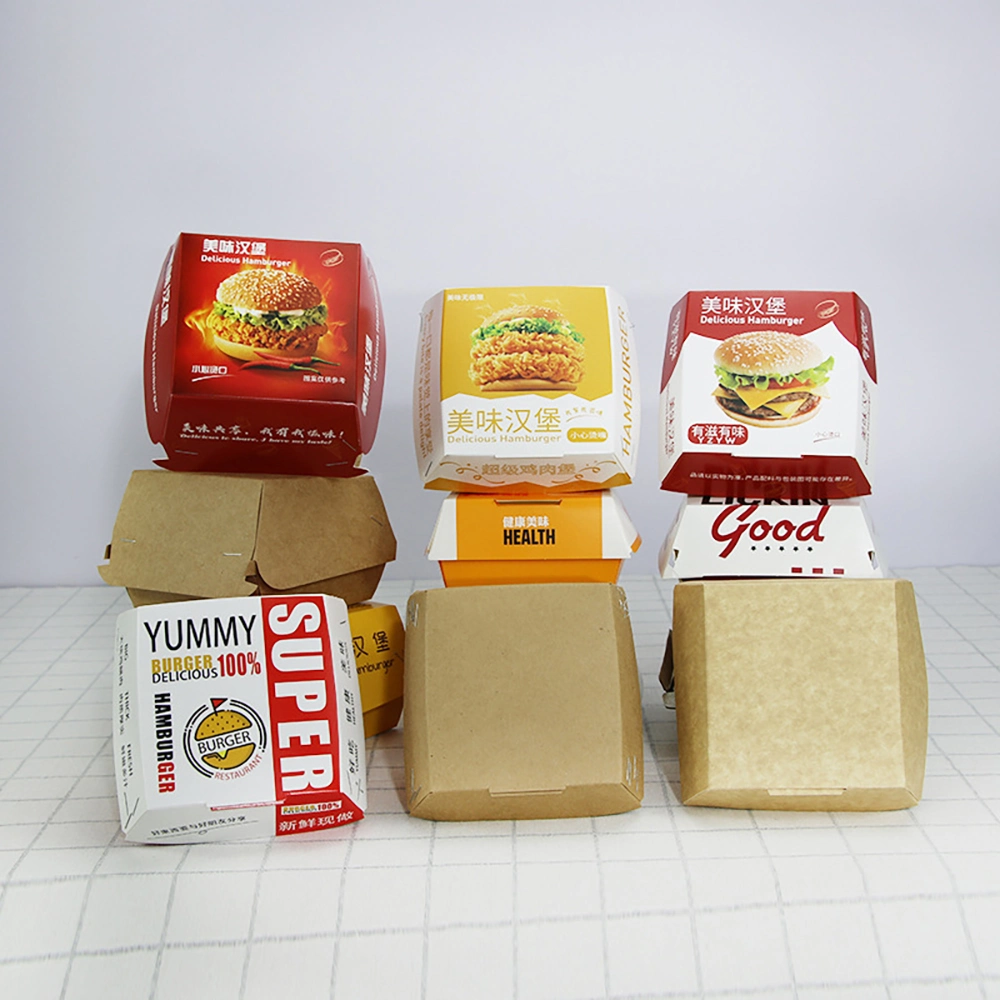 Factory Promotion Paper Burger Box Standard Size for Cardboard Paper Hamburger Box