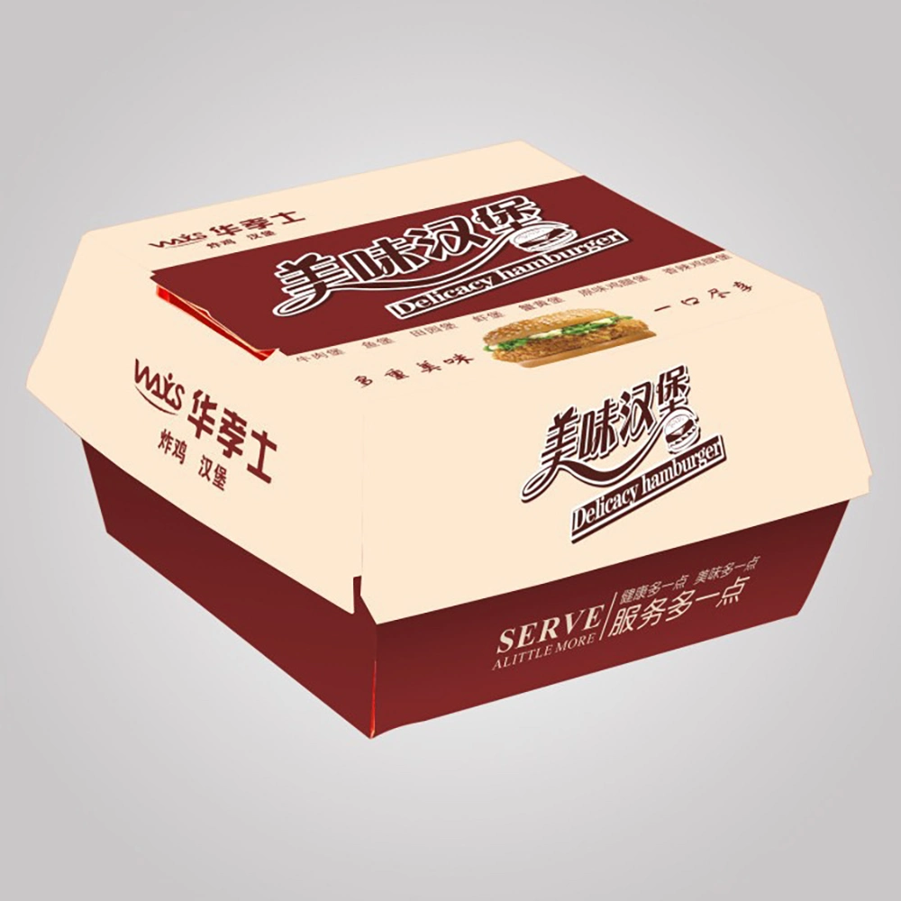 Factory Promotion Paper Burger Box Standard Size for Cardboard Paper Hamburger Box