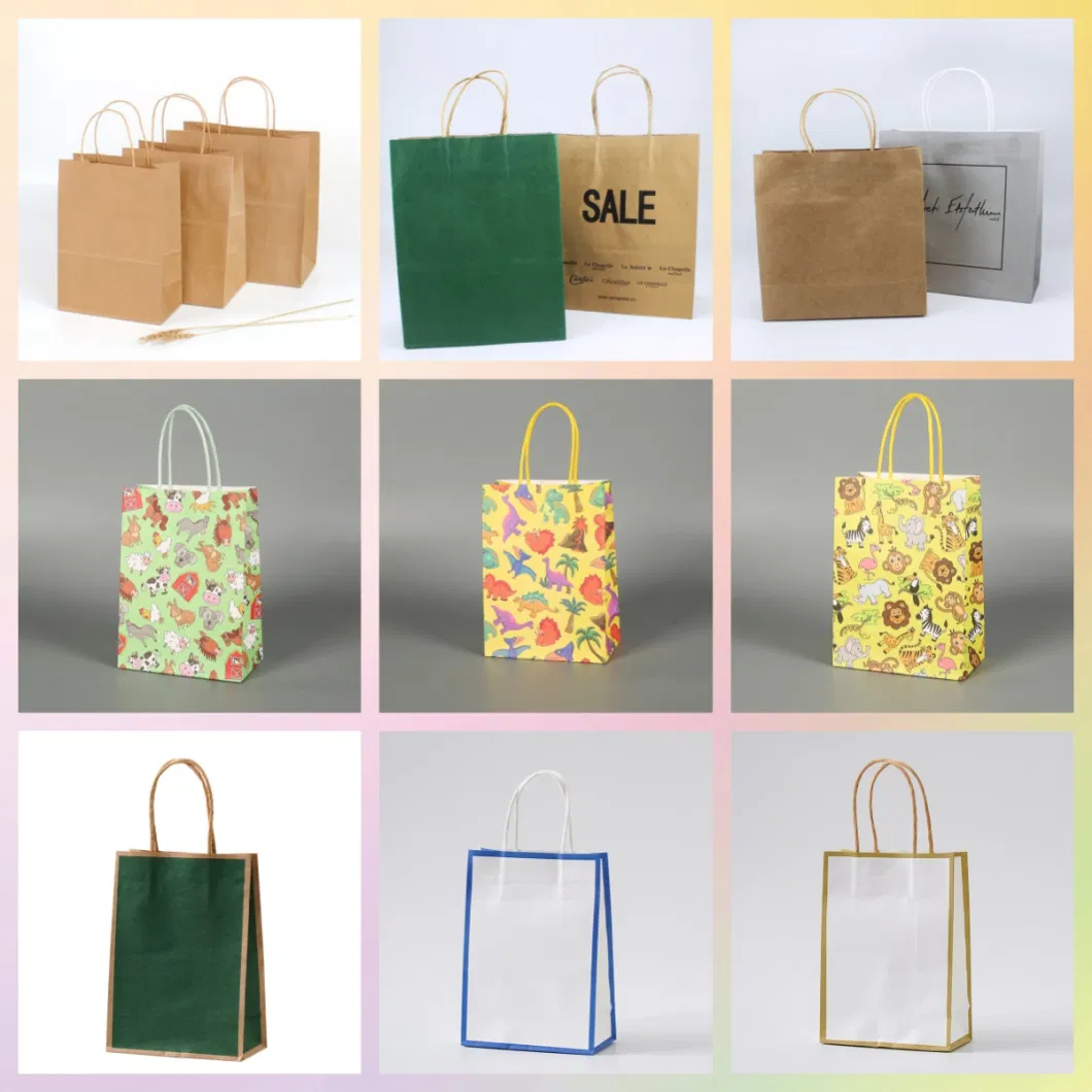 Luxury Custom Craft Gift Packaging Printed Shopping Brown Kraft Paper Bag