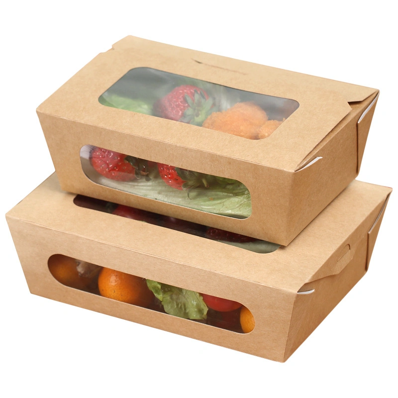 Sandwich Cake Food Box in Kraft Paper with Plastic Window