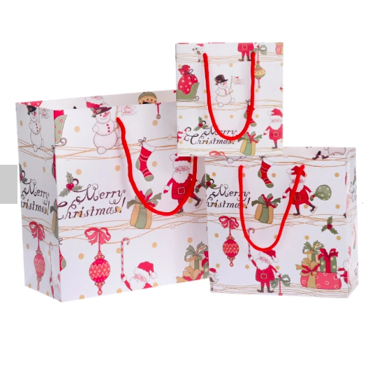 OEM Customise Print Colorful Small Christmas Paper Gift Bag