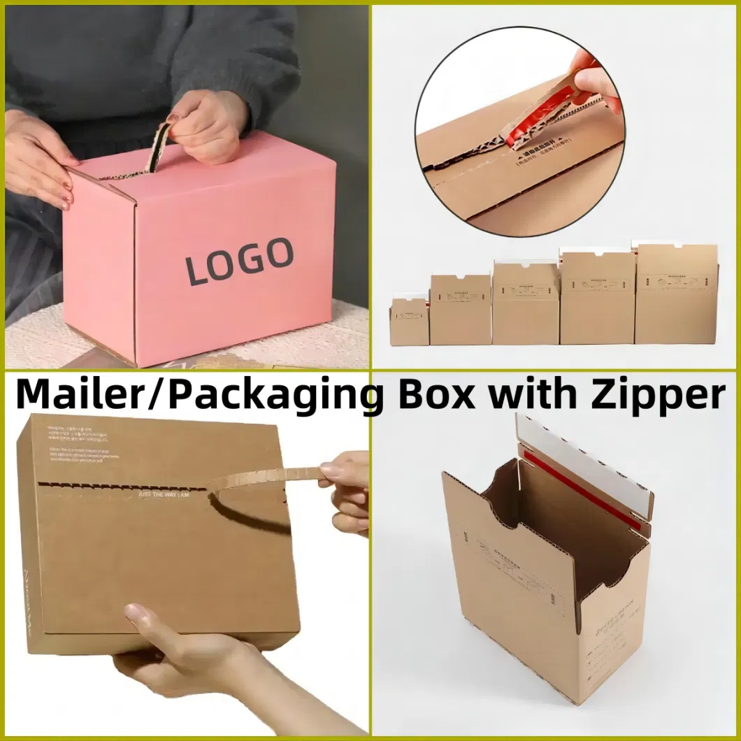 Custom Printing Size Corrugated Cardboard Kraft Paper Packaging Mailing Moving Shipping Transport Storage Carton Boxes with Plastic Carry Handle