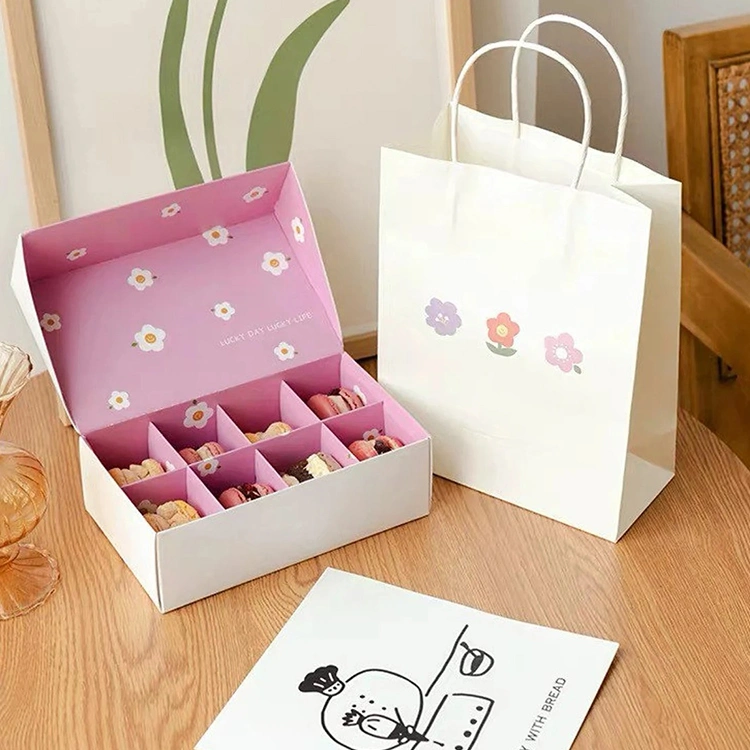 Custom Craft Logo Cake Macaron Paper Boxes with Insert Gift Packaging Box