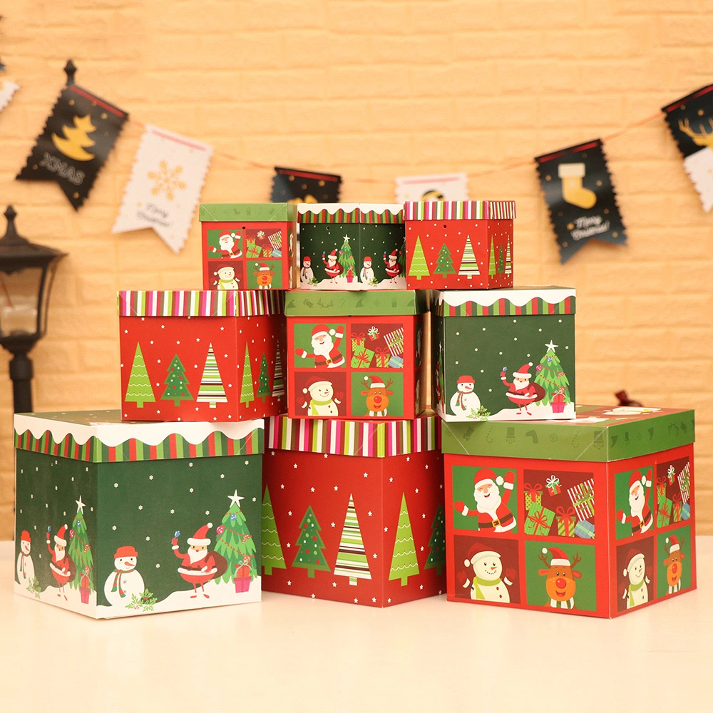 Santa Christmas Box Decorative Stacking Boxes with Lids Stackable Gift Boxes