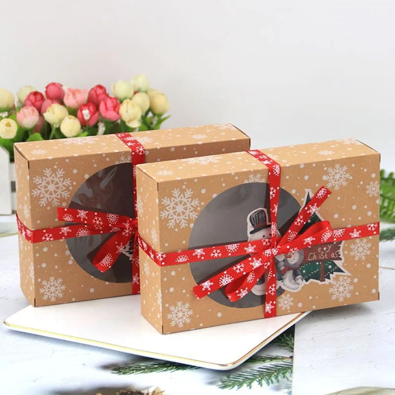 Christmas Gift Box Kraft Paper Box with Clear PVC Window