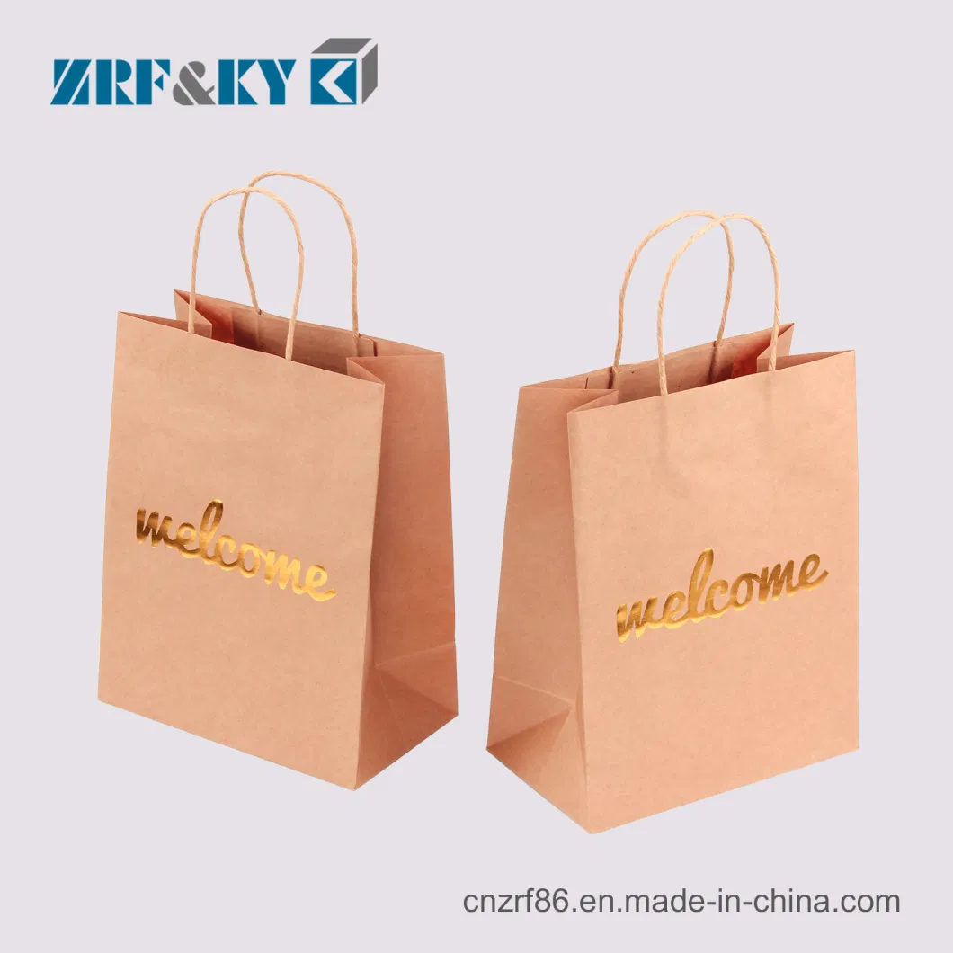 Custom Fashion/Recyclable Printed Pattern Packaging White/Black/Brown Kraft Paper Bags Wholesale/Retail/Bulk