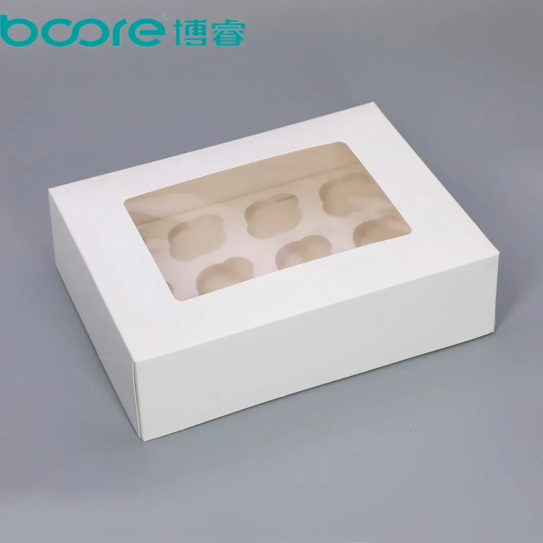 White Kraft Paper Cupcake Box Custom Printed Cake Box