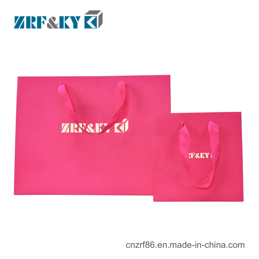 Custom Printed Fashion Cardboard Paper Shopping Bags with Ribbon Handles