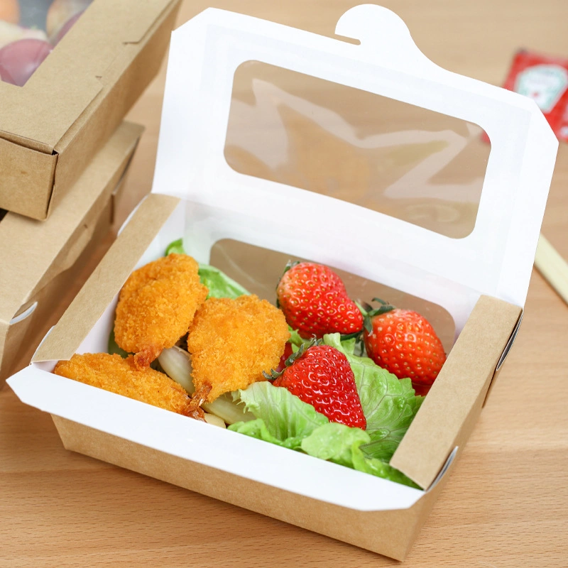 Sandwich Cake Food Box in Kraft Paper with Plastic Window