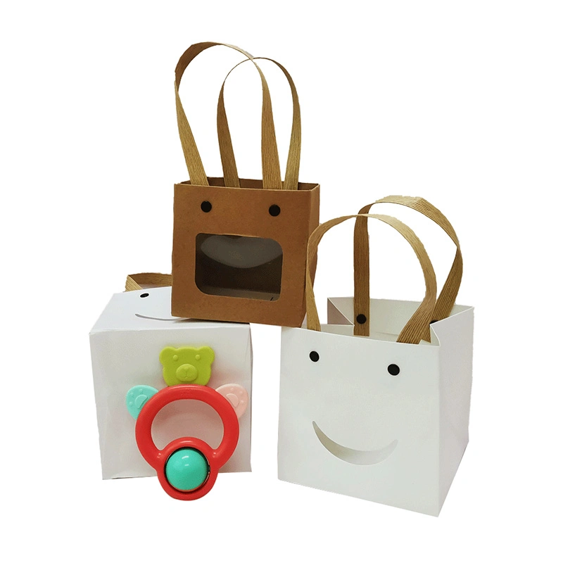 Wholesale Tote Paper Party Craft Bag Christmas Small Brown Kraft Paper Gift Bag with Clear Window