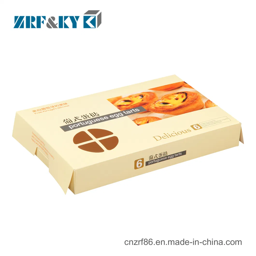 Custom Printed Foldable Egg Tarts/Pineapple Pie/Cake Egg Yolk Crisp/Biscuits Dessert Baking Cookies Thick White Paper Cardboard Packaging Box