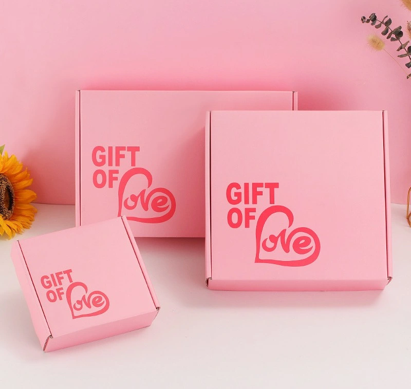 Paper Box Underwear Clothing Packing Shipping Box Corrguated in Pink for Garment Packaging Delivery