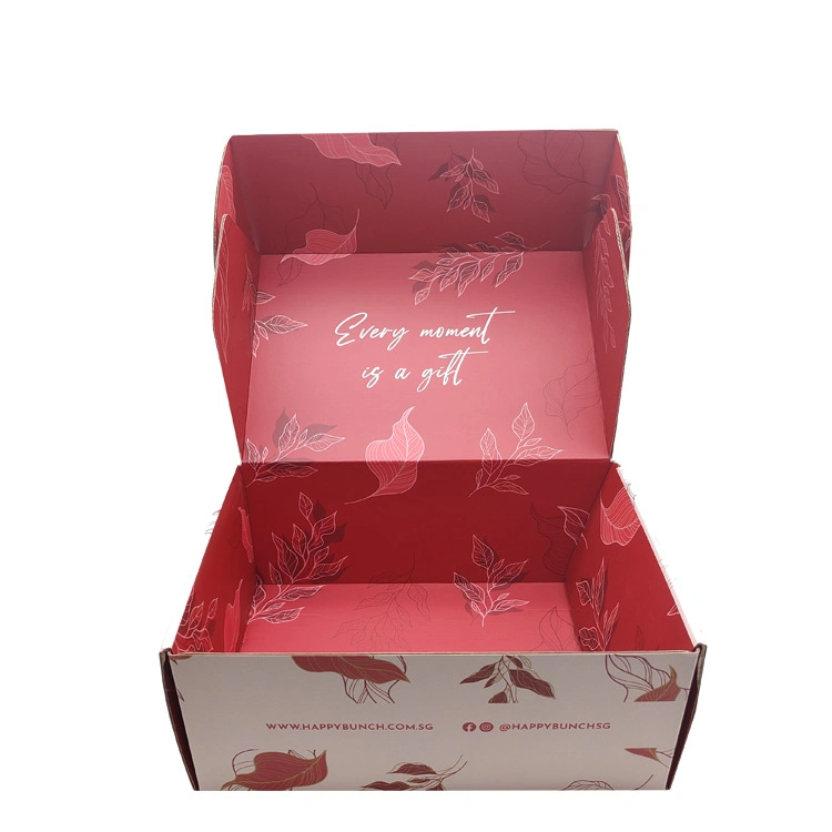 High Quality Custom Logo Embossed Fancy Pink Color Paper Cardboard Gift Packaging Box