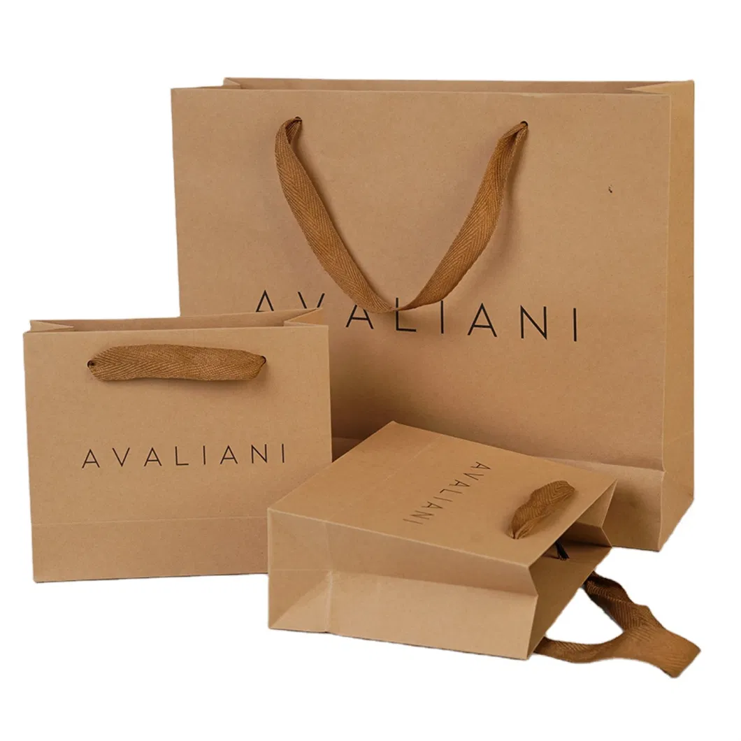 Custom Logo Paper Packaging Brown Gift Craft Shopping Kraft Paper Bags with Handles