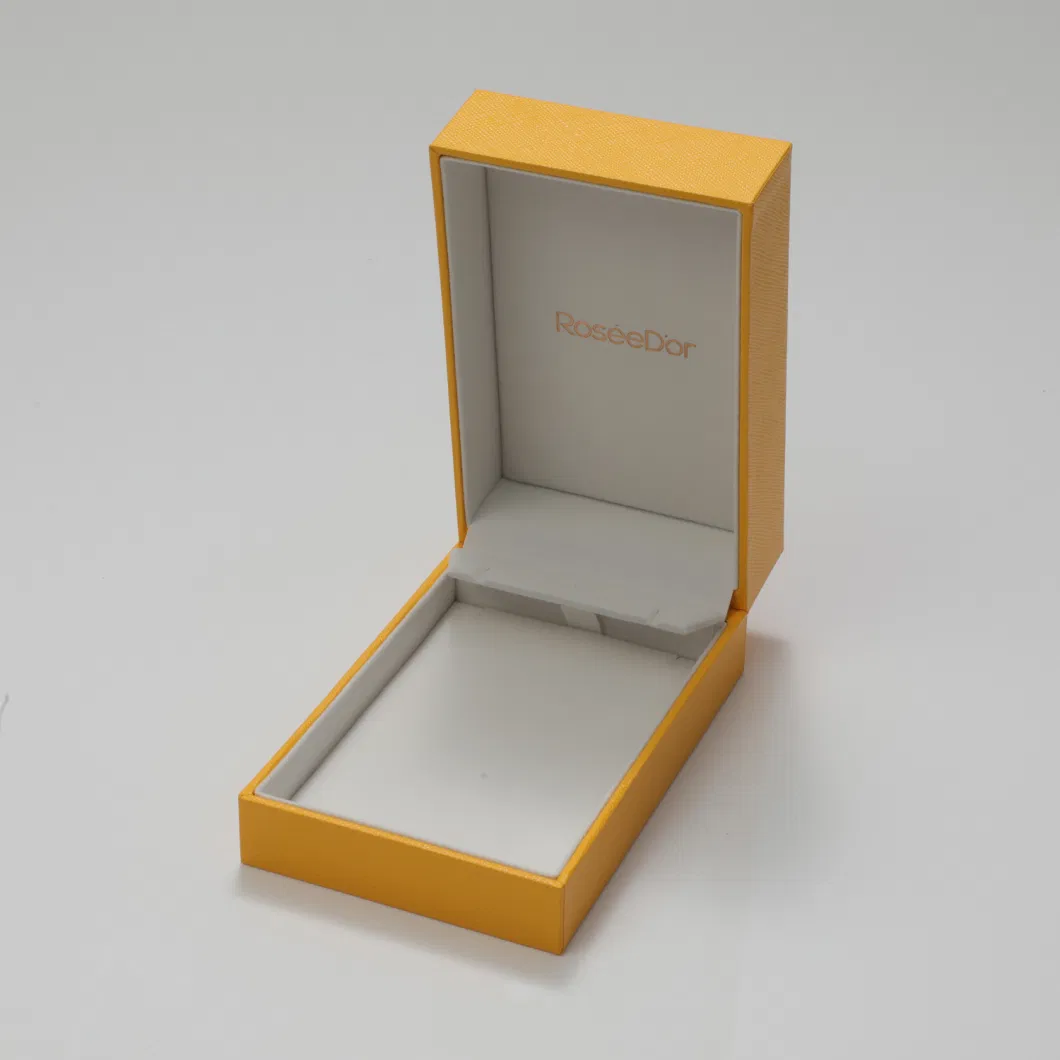 Excellent Yellow Color Leather Paper Hinge Gift Jewelry Packaging Box Wholesale