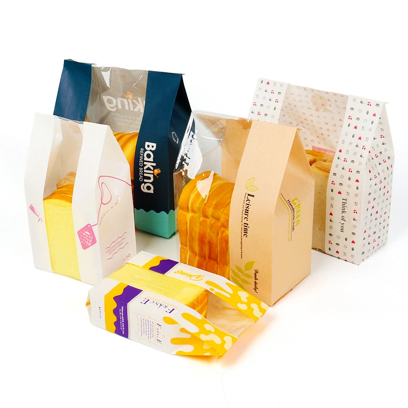 Food Packaging Bakery Tin Tie Lock Paper Bag with Window