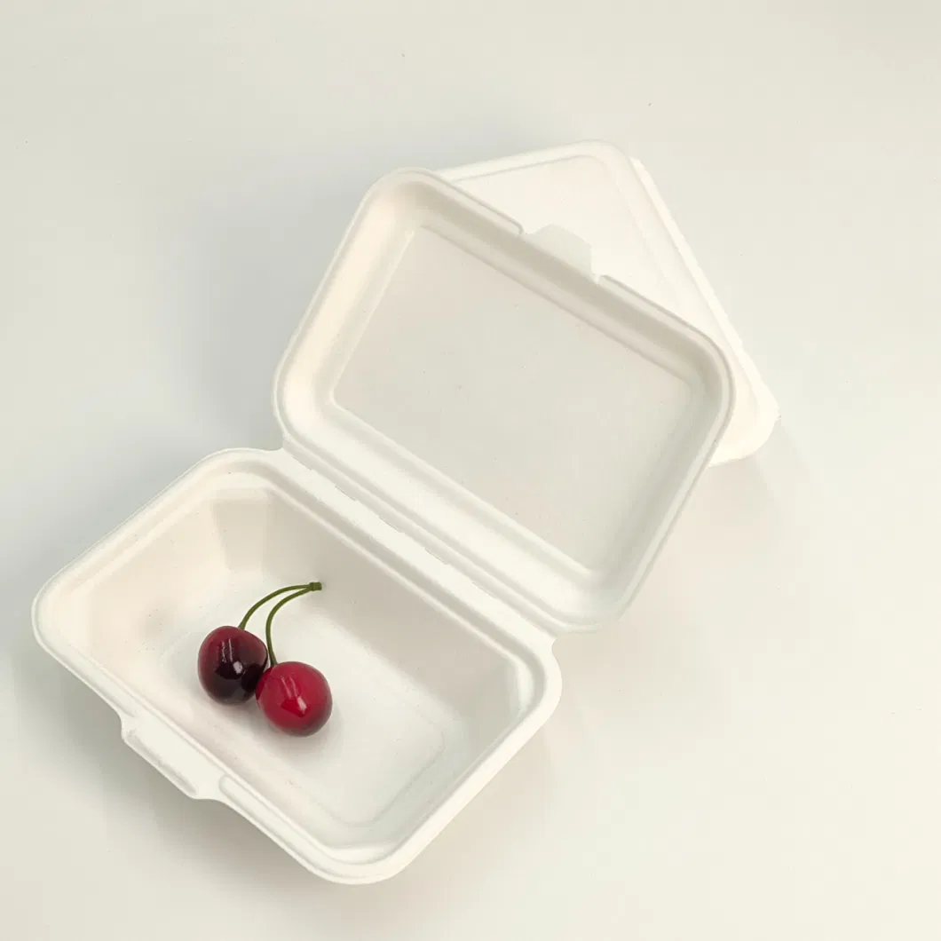 Biodegradable Disposable Takeaway Tableware Dinnerware Compostable Sugarcane Bagasse Pulp Paper Tray to Go Packaging Food Container Lunch Clamshell Box