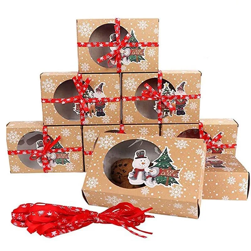 Christmas Gift Box Kraft Paper Box with Clear PVC Window