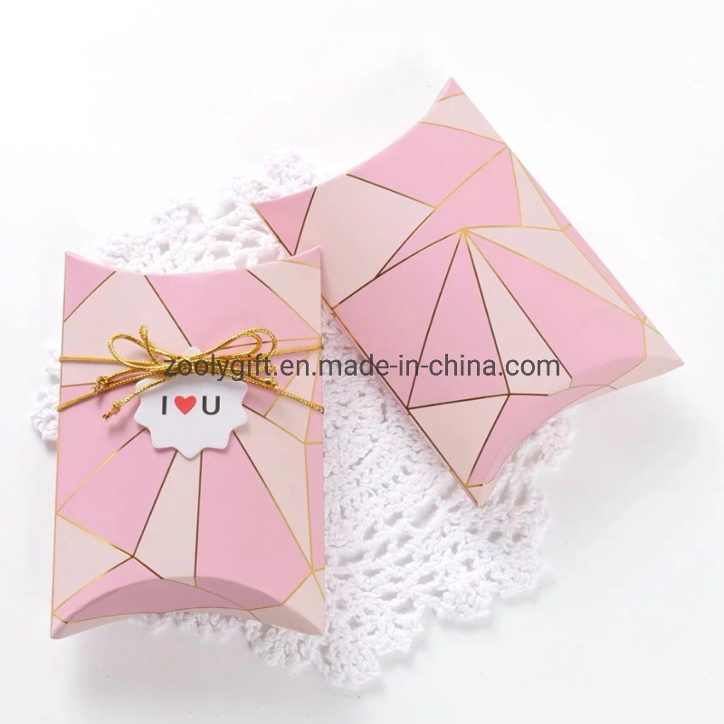 Custom Pillow Shape Package Boxes Candy Cake Boxes Wedding Birthday Party Decorations Box Mini Candy Paper Gift Packaging Box Kraft Paper Gift Box