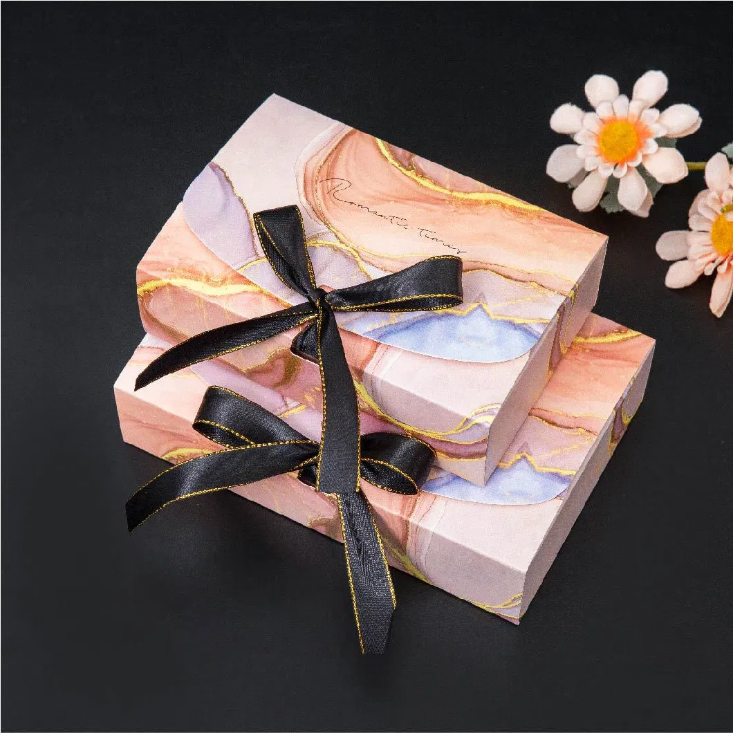 Luxury High Custom Logo Printed Closure Eco-Friendly Kraft Paper Jewelry Packaging Gift Box with Ribbon