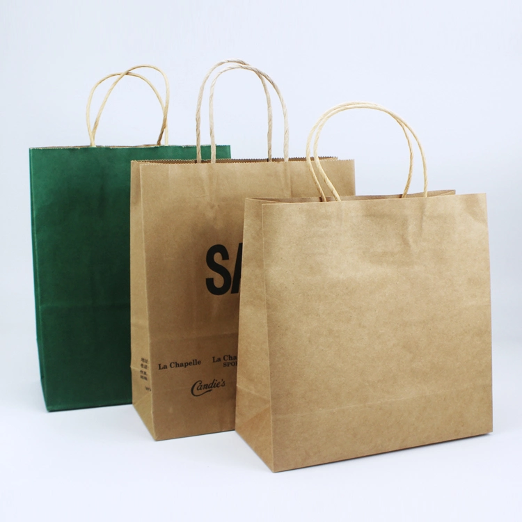 Luxury Custom Craft Gift Packaging Printed Shopping Brown Kraft Paper Bag