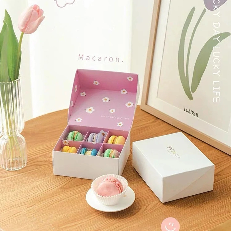 Custom Craft Logo Cake Macaron Paper Boxes with Insert Gift Packaging Box