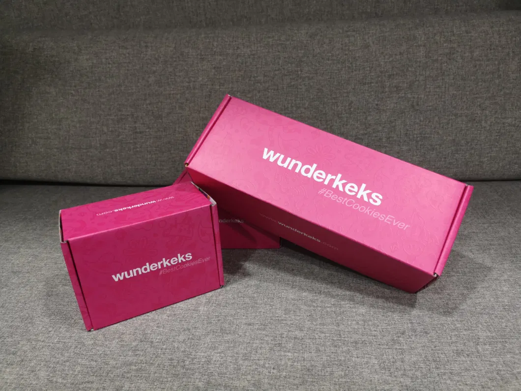 Custom Pink Color Luxury Paper Cardboard Cookie Biscuit Snack Corrugated Shipping Box