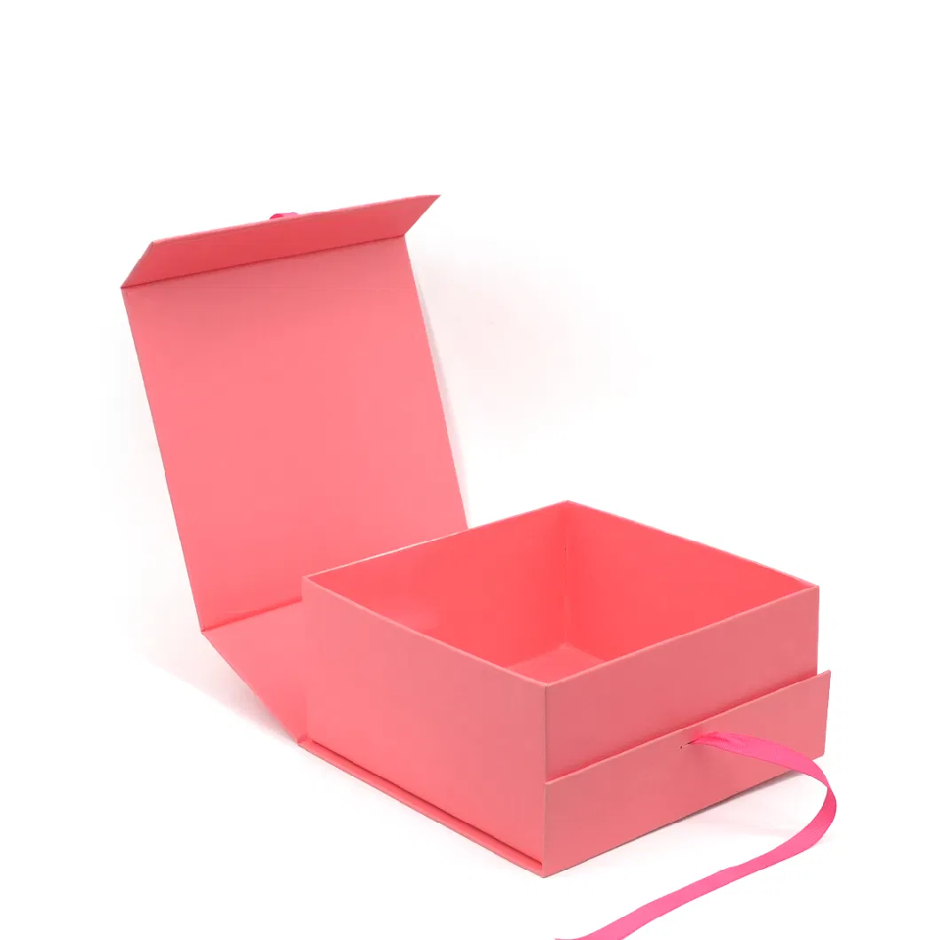 Wholesale Custom Pink Paper Box for Jewelry Luxury 2 Piece Gift Box Set Packaging with Ribbon Decorative