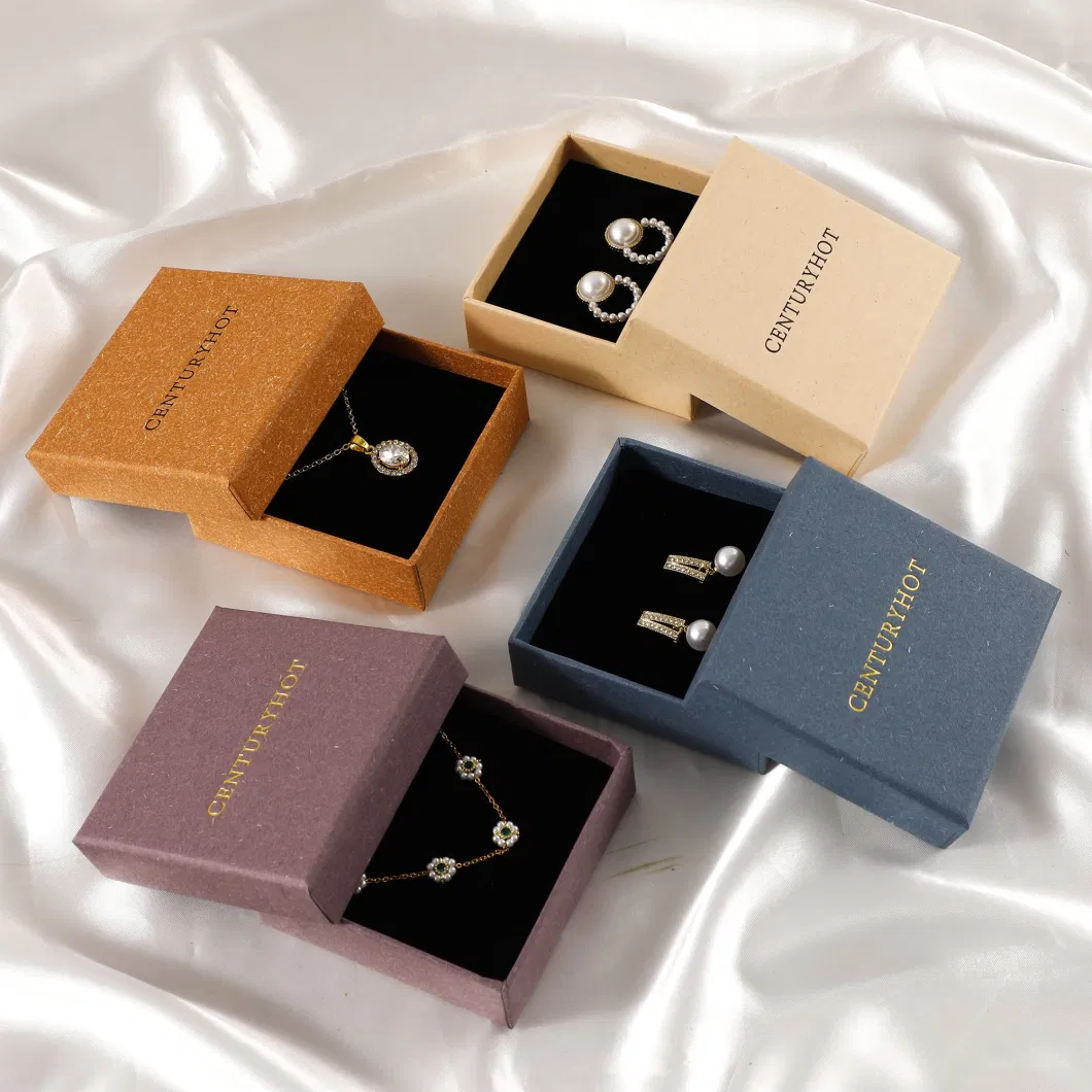 Low MOQ Customized Personalized Logo Ring Box Gift Box Paper Box Multi-Color Necklace Box Bracelet Box Jewelry Box with Sponge Pad Chic Small Jewelry Storage Bo