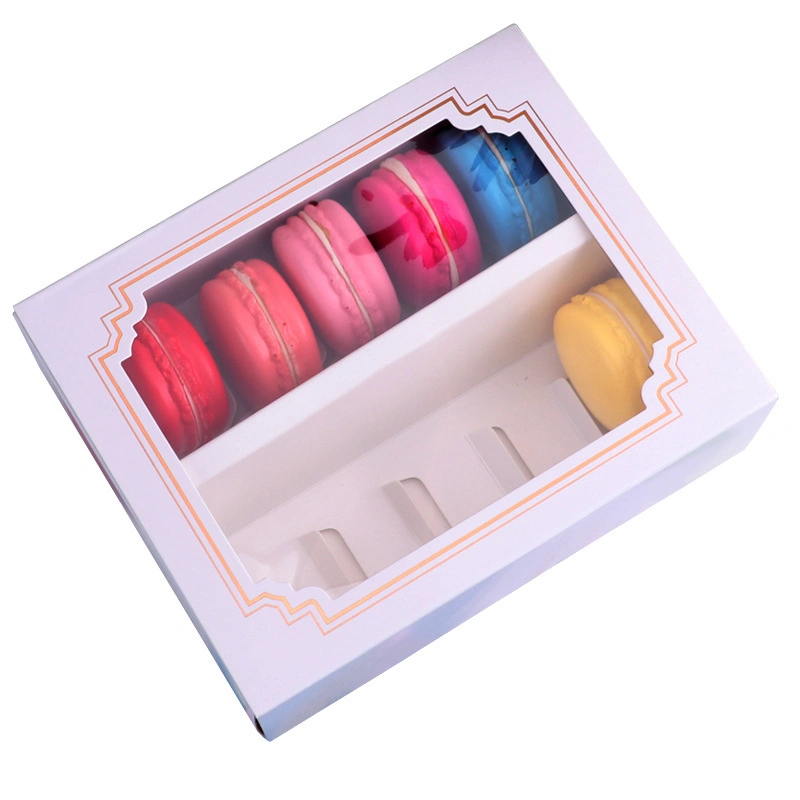 Handmade Paperboard Gifts Macaron and Chocolate Packaging Pet Window Paper Food Box