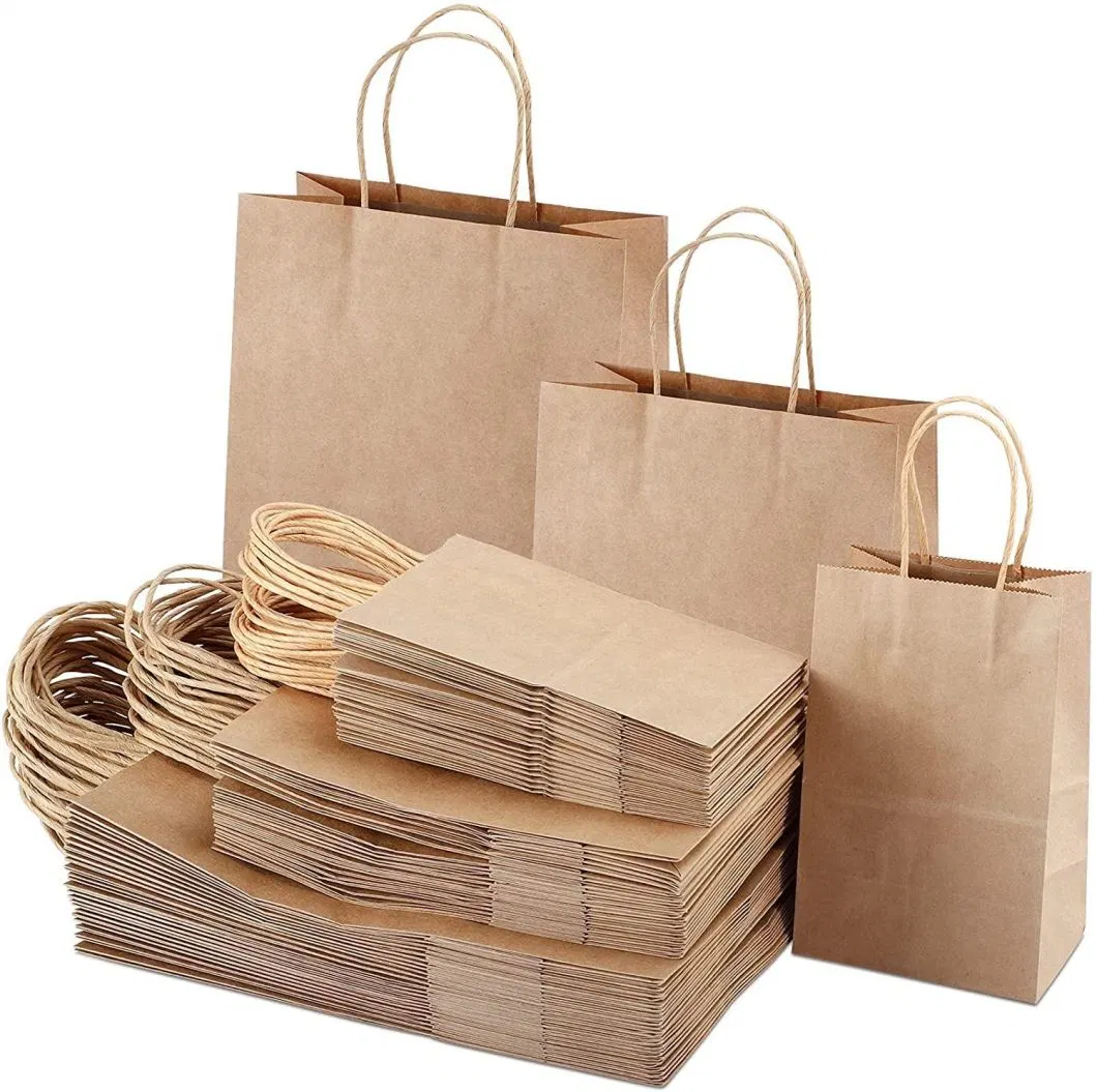 Customised Printing Design Logo OEM Big Recycled Large Retail Bolsas Papel Kraft Gift Paper Shopping Bags with Handle