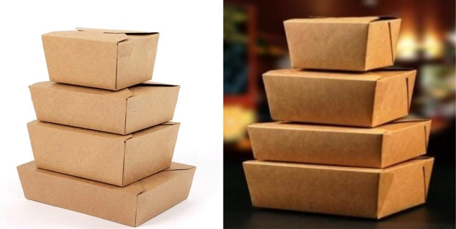 Disposable Kraft Paper Lunch Box Takeaway Food Container