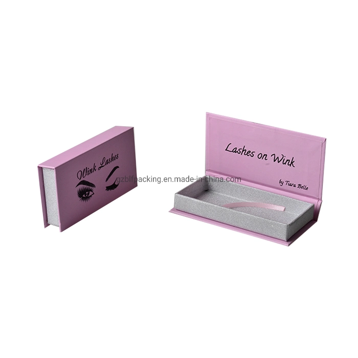 Custom Logo Cardboard Packaging Square Pink Paper Magnetic Lash Box