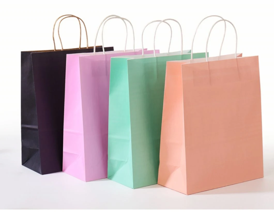 Customised Printing Design Logo OEM Big Recycled Large Retail Bolsas Papel Kraft Gift Paper Shopping Bags with Handle